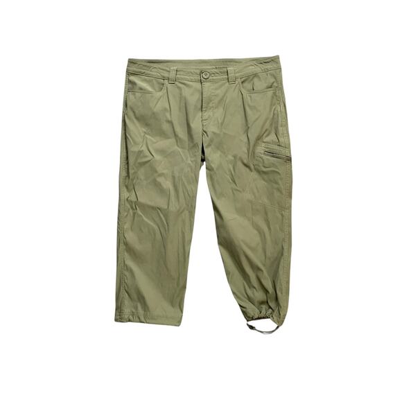 Eddie Bauer Pants Womens 12 Ivy Stretch Cargo Zip Pocket Drawstring Hem Capri - Picture 1 of 13